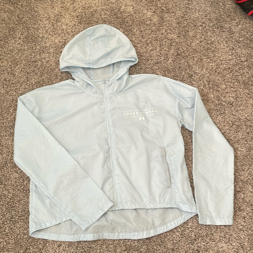 Light blue windbreaker jacket size small.